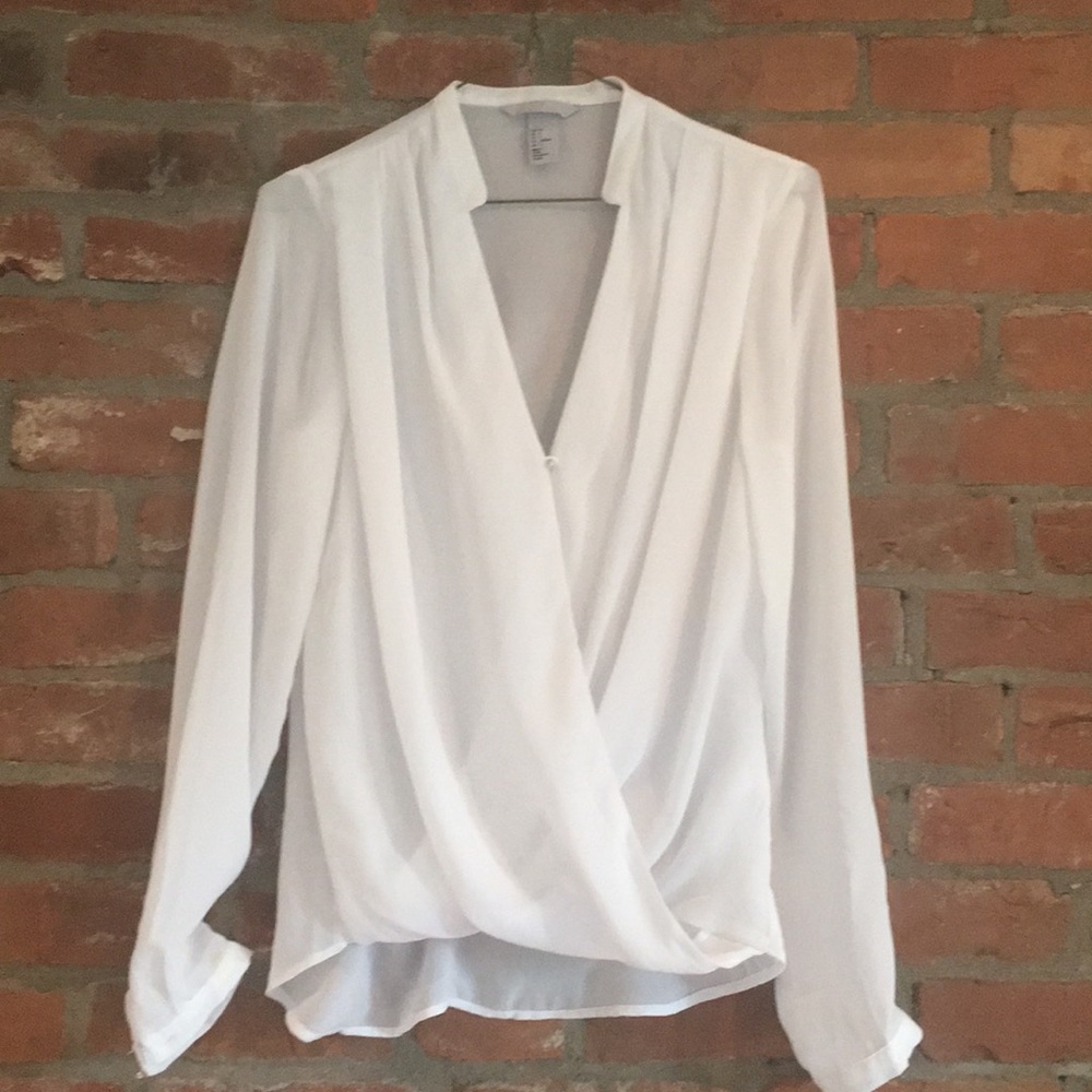 H&M sheer white blouse size 6
